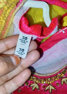 Pink &amp; Yellow Embroidered Traditional Dress | Size