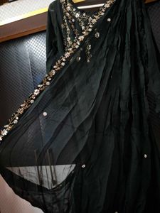 Bottle Green Indo Western Ready to Wear Saree