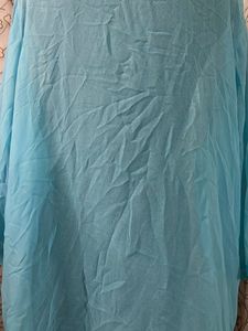 Sheer Blue Collared Button-Up Top