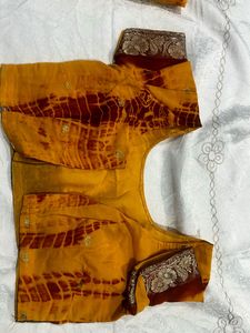 Vibrant Yellow &amp; Maroon Saree