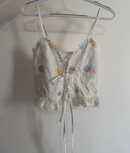Charming Embroidered Floral Cami Top
