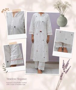 White Kurta Set with Floral Embroidery