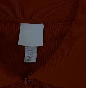 Bright Orange Ribbed Zip Polo Dress