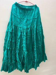 Flowy Tiered Teal Maxi Skirt