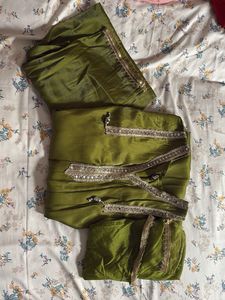 Olive Green Kurta Set with Embellishments