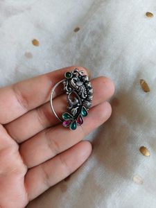 brass clipon maharashtrian Peacock Nose Pin