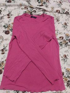 Ribbed Pink Long Sleeve Top
