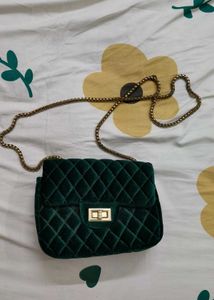 Green Velvet Shoulder/Sling  Bag