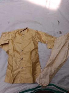 Golden Brocade Kurta Pajama Set