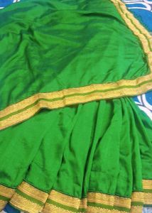Green &amp; Gold Saree With blouse