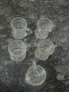Set of 5 small Glass Cups with Handles