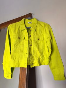 Vibrant Yellow Cropped Denim Jacket