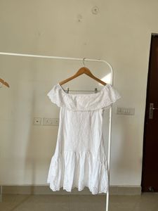 Off-Shoulder White  Broderie MINI Dress
