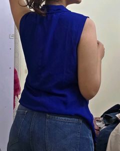 Vibrant Blue Sleeveless Blouse