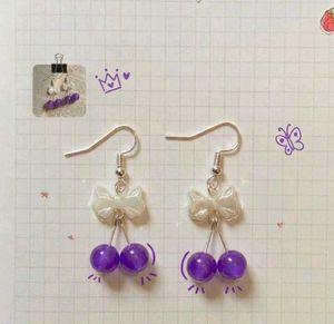 Cute Cherry Bow Dangle Earrings