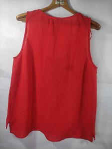 Mango Red Sleeveless Button-Front Blouse