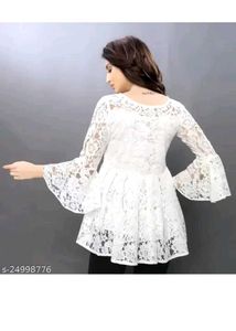 Elegant White Lace Bell Sleeve Top
