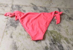 Coral Pink Tie-Side Bikini Bottom