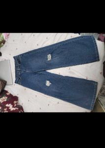 Trendy Ripped Wide Leg Jeans