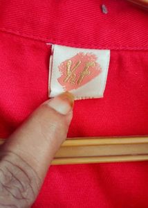 Vibrant Red Denim Jacket