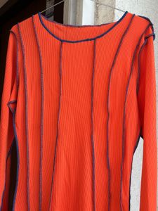 Orange Long Sleeve Mini Dress