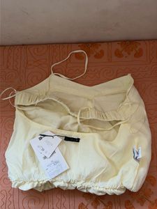 ZARA Butter yellow linen top