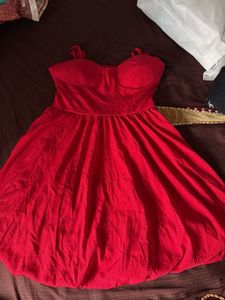 Elegant Red Strapless Midi Dress