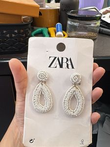 Zara White Beaded Earrings