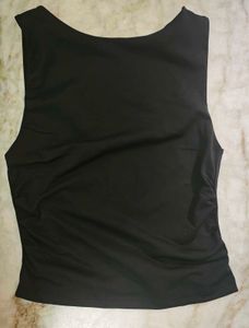 Sleek Ruched Black Tank Top