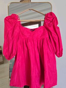 Zara Pink Puff Sleeve Dress