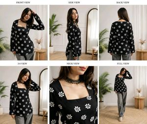 Elegant Black Floral Print Kurta