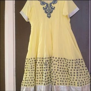 Yellow Embroidered Anarkali Dress