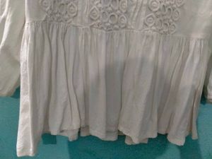 White Lace Detail Peplum Top