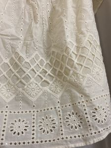 Off White Schiffli Pure Cotton Top