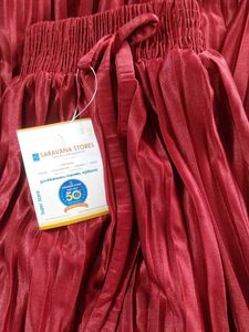 Elegant Pleated Wine Red Skirt