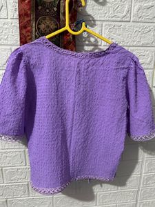Lilac Textured Cropped Top