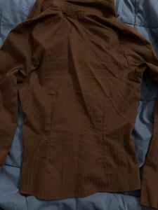 Brown Striped Button-Up Shirt