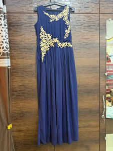 Elegant Navy Blue Embroidered Dress