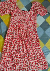 Cute Red Floral Mini Dress