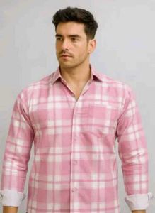 Pink Plaid Long Sleeve Shirt