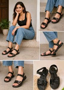 Black Wedge Sandals