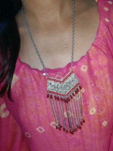 Boho Choker Necklace with Red Beads