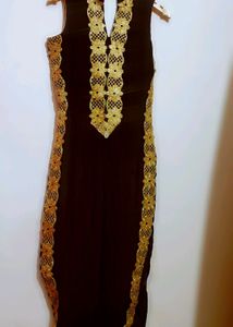 Black &amp; Golden Party Wear Kurta &amp; Dupatta 32 Bust