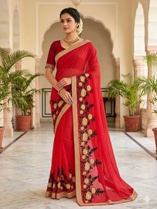 Elegant Red Floral Saree