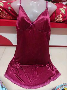 Satin Lace Trim Nightgown