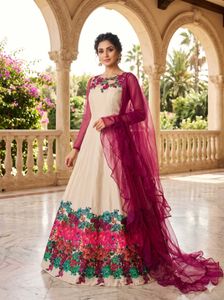 Elegant Floral Print Ethnic Gown
