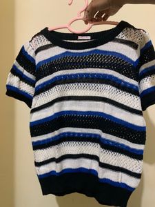 Striped Crochet Knit Top