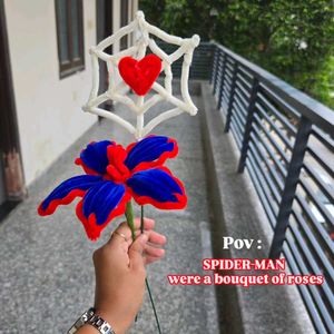 Spiderman Inspired Flower & Web Decor