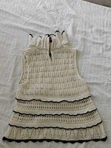 Cream Knit Ruffle Top