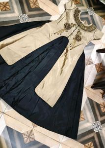 Elegant Cream and Navy Gown